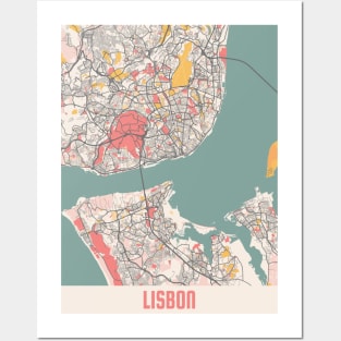 Lisbon - Portugal Chalk City Map Posters and Art